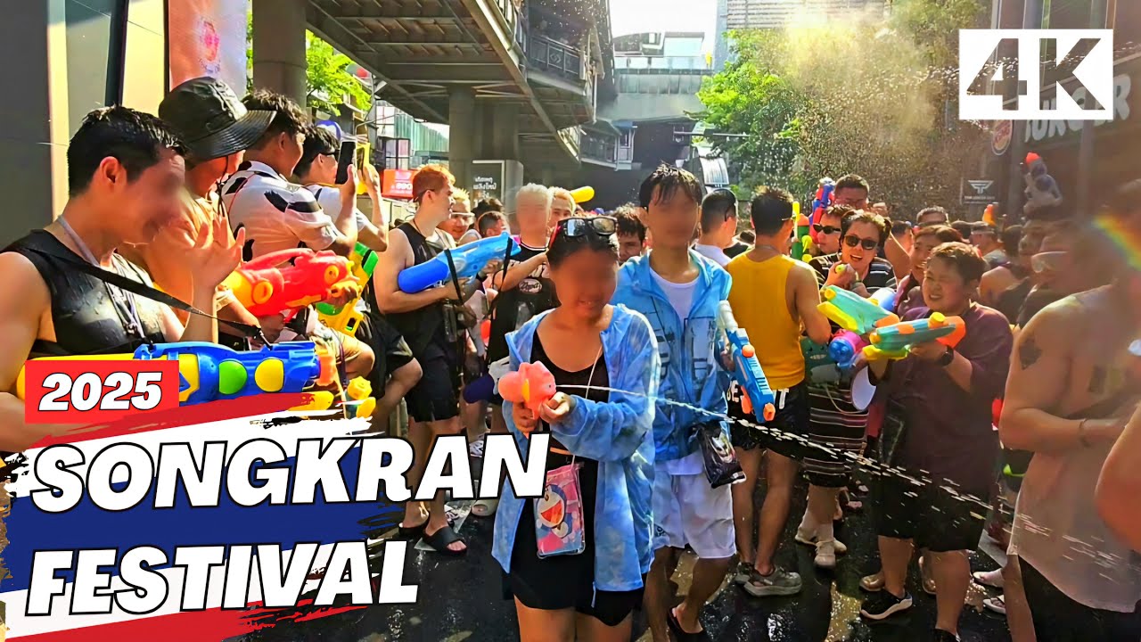 [4K] Songkran Festival 2025 💦 Silom Road Bangkok 🇹🇭 World Water Festival in Thailand