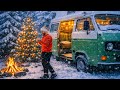 I Spent Christmas Alone in a Camper Van | Cozy Solo Vanlife in a Pine Forest | ASMR
