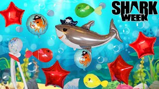 Giant Shark BALLOON Party! Inflating Our Helium Balloons For Shark Week 2020 BONUS POPPING #balloons