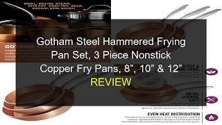 Gotham Steel Hammered Frying Pan Set - 3 Piece Copper Nonstick Skillets (8", 10", 12")