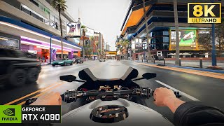 [8K] Cyberpunk 2077: Photorealistic POV Motorbike Ride | Ultra Real Life Graphics Mod