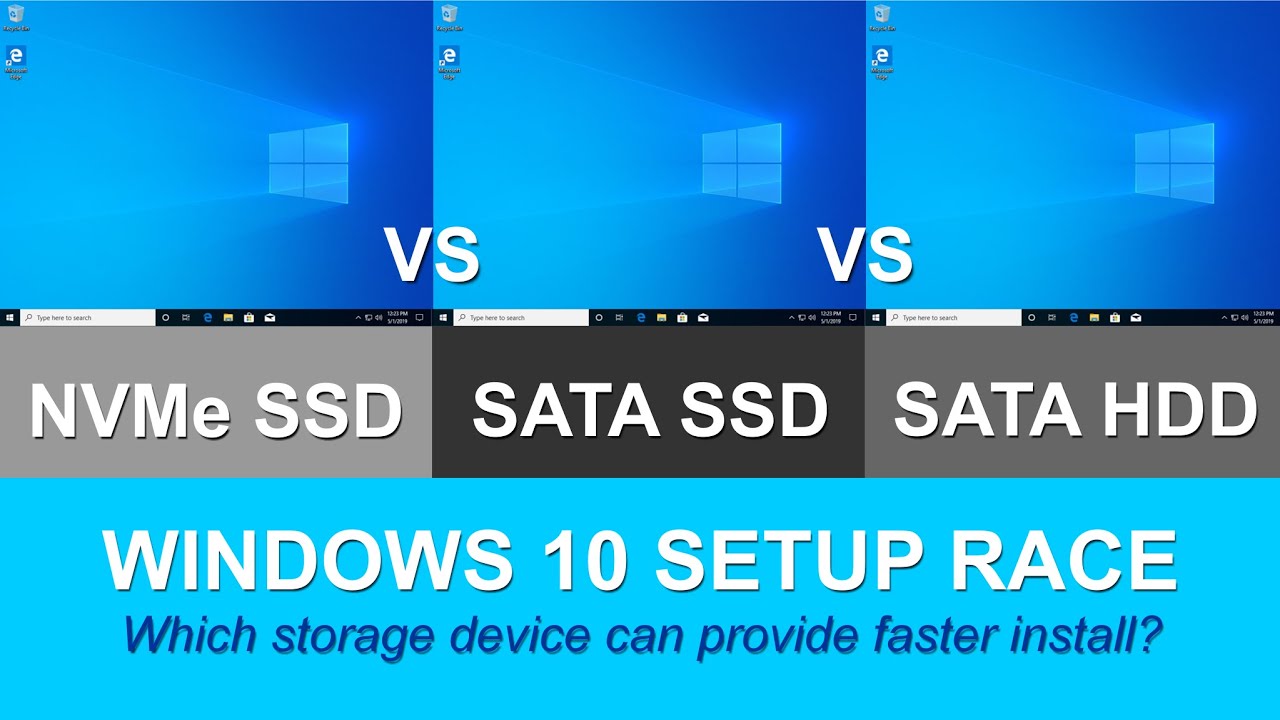 I'm thirsty not to mention swear Microsoft Windows 10 Setup Race: NVMe vs SSD vs HDD - YouTube