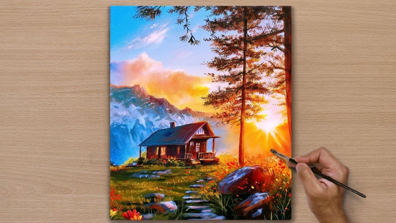 Easy Way to Paint a Morning Scenary / Acrylic Painting / STEP BY STEP