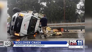 Cars crash in Santa Barbara during Monday rainfall
