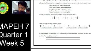 MAPEH 7 - Q1,Wk5 Video Lesson