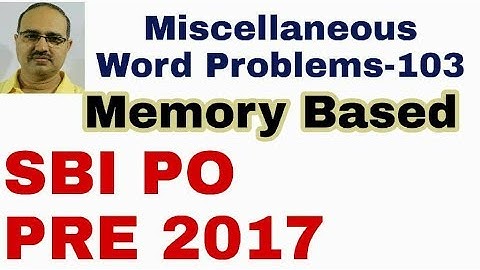 Miscellaneous Questions-103 SBI PO PRE 2017 (Memory Based) #Amar Sir