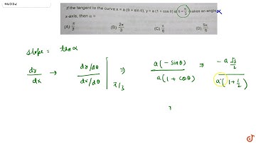 if the tangent ta the curve `x=a(1+sintheta) , y=a(1+costheta)` at `theta=pi/3` makes an angle ...