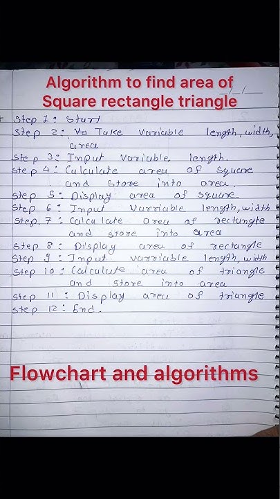 Find area of square rectangle triangle by algorithm and flowchart - YouTube