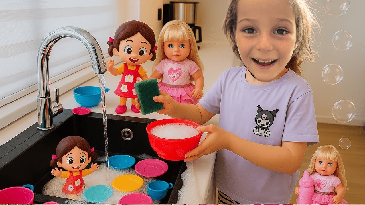  MUTFAKTA OYUNCAKLARIMI YIKADIM!ADA İLE MUTFAK EVCİLİK OYUNLARI!,Baby Doll Evcilik