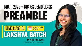 Preamble of the Indian Constitution | NDA GS Demo Live Class-01 by Pinki Ma’am | Lakshya Batch