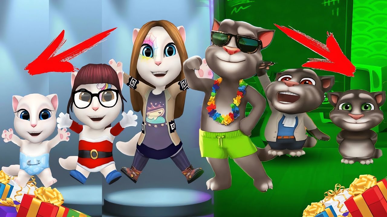 My Talking Tom Levels 70-1 - My Talking Angela Lv 60-1 - Levels vice versa   Walkthrough - Gameplay