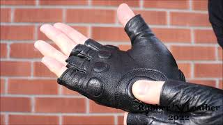 Mil-Tec Men's Fingerless Leather Gloves Black