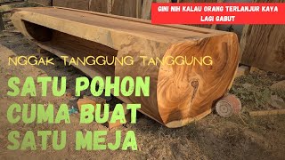 meja kayu trembesi utuh satu pohon