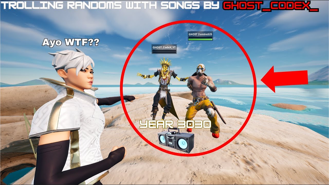 TROLLING RANDOMS in FORTNITE PARTY ROYALE with SONGS by GHOST_CodeX_ (very funny)