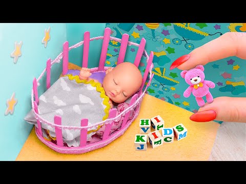 Bedst gåde Relativitetsteori 12 DIY Baby Doll Hacks and Crafts / Miniature Baby, Crib, Rattle, and more!  - YouTube