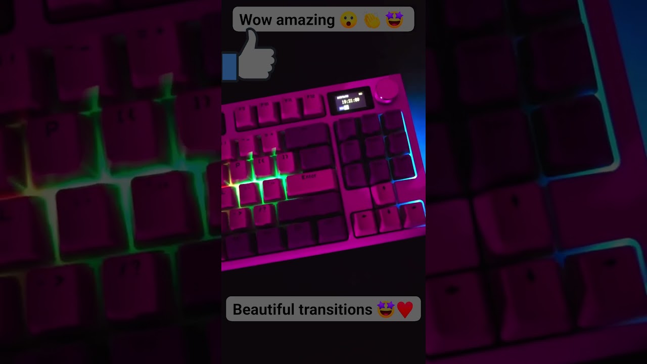 wow amazing 😮 👏 🤩  beautiful argb transitions in keyboard with lcd ♥️ 