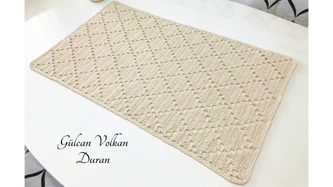 Knitted Rug with Easy Crochet- Kolay Örgü Tığ İle Dikdörtgen Paspas Yapımı