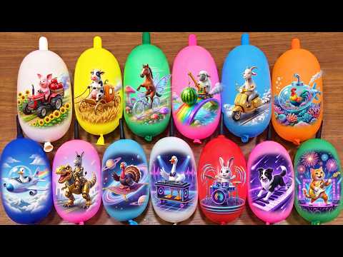 Making Slime with Funny Balloons: Learn Colors & Surprise Animals | Satisfying ASMR | Part 1