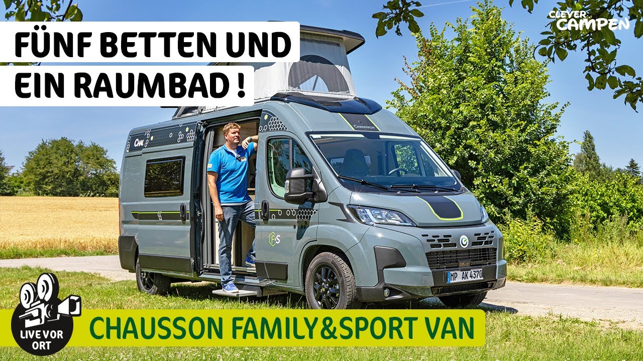 Betten für fünf und ein Raumbad - Der Chausson Family & Sport Van packt das auf sechs Meter Länge.