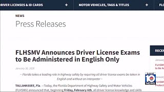All Florida driver’s license exams now available only in English