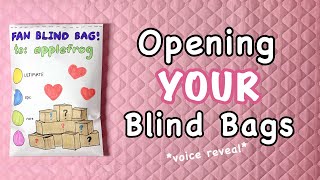 opening fan blind bags!! ✨ | *voice reveal* | applefrog