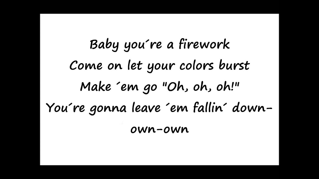 Katy Perry Firework Lyrics YouTube Katy Perry Firework Lyrics YouTube