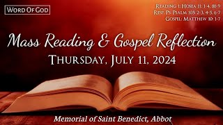 Today's Catholic Mass Readings and Gospel Reflection - Thursday, July 11, 2024