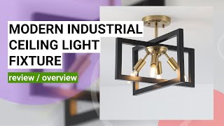 Review: Modern Industrial Black & Gold Semi-Flush Mount Ceiling Light