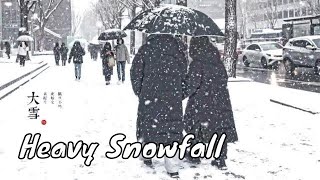 【4k HDR】   Heavy Snowfall in  Seoul Walking tour  , korea winter ambience