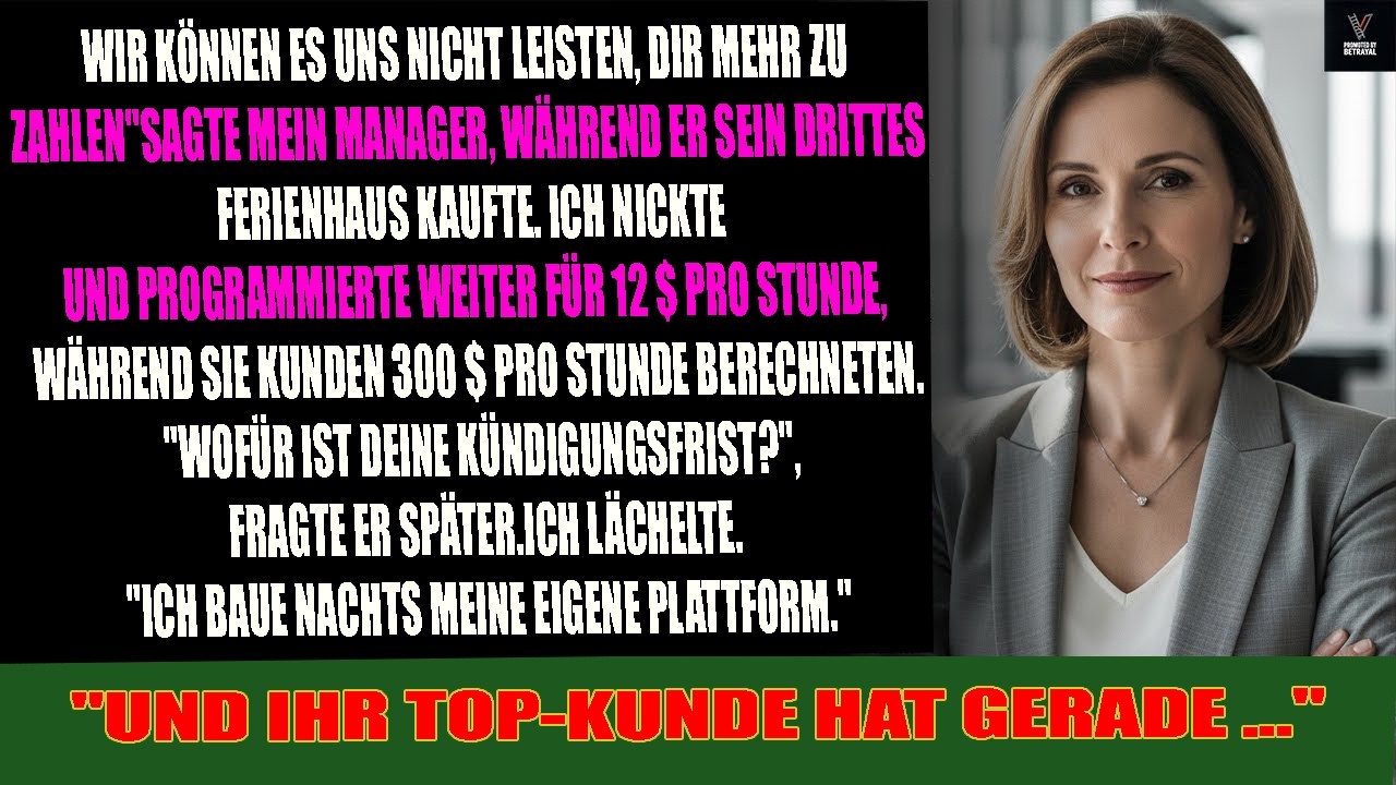 12$/h Lohn, aber 300$/h vom Kunden kassiert – bis sie sahen, was ich nachts aufgebaut hatte!