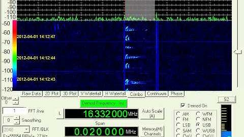Numbers Station, English, YL 5f, no ID, April 01, 2012, 1411 UTC, 16332 kHz, USB