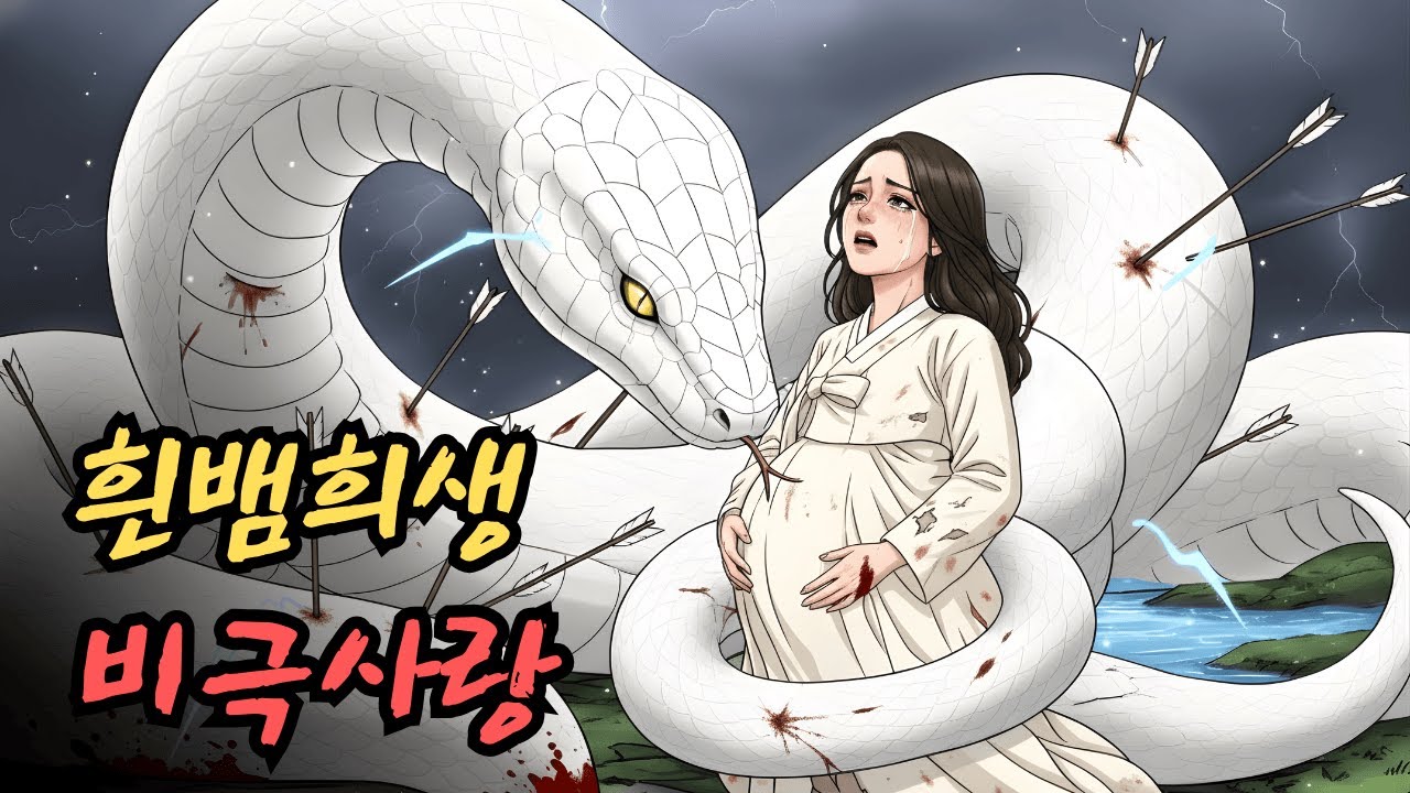 흰 뱀은 소녀의 자궁 속 혼혈 아이를 보호하기 위해 대가를 치렀다. 이것은 비극적인 사랑 이야기다. | 민담 | 전설 | 설화 | 옛날이야기