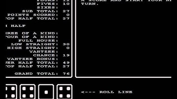 YAHTZEE game in BBC basic for windows