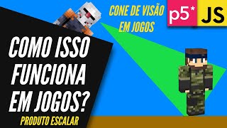 Como os Jogos Programam Detecção? Produto Escalar de Vetores. Curso de JavaScript e P5.js. Parte 37. screenshot 2