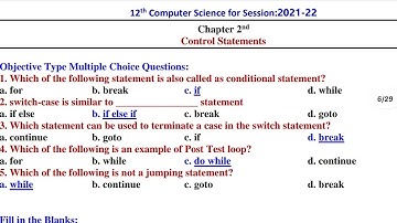 CH 2 CONTROL STATEMENTS IN C   CLASS12 |BACK EXERCISE EXPLANATION| COMPUTER SCIENCE #PSEB