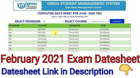 IGNOU | Feb 2021 Exam Datesheet Released