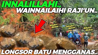 UPDATE., LONGSOR BATU MENGGANAS !!! Jatuh Dari Atas Tebing Ke Jalan, Keselamatan Pengendara Terancam