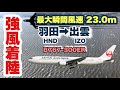 【条件付き運航】強風吹き荒れる出雲空港へ着陸　JAL283便　羽田➡︎出雲　B767-300ER