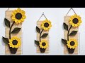 Diy wall decor ideas felt sunflower|| Diy hiasan dinding stik eskrim dan bunga matahari flanel