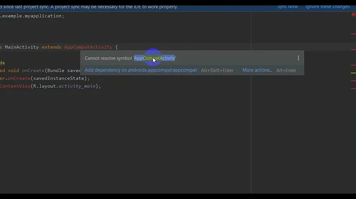 Android Studio error | cannot resolve symbol 'AppCompatActivity'