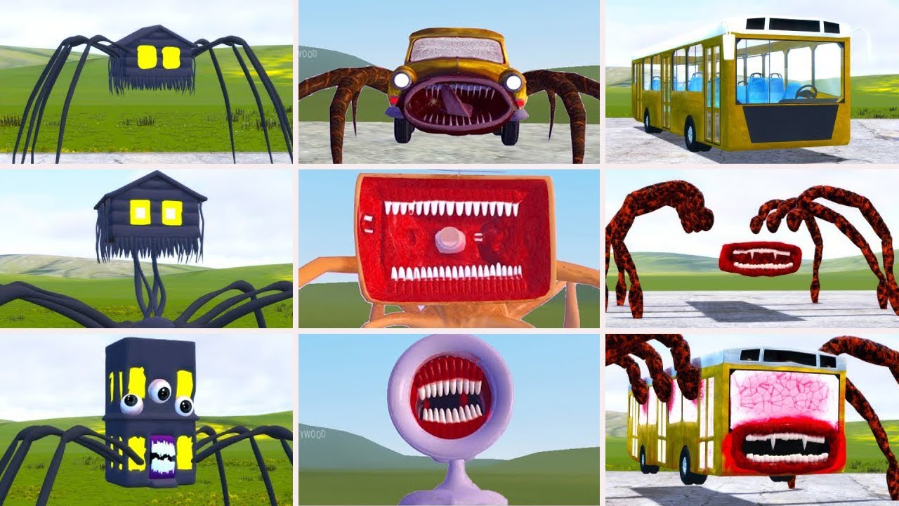 EVOLUTION OF MONSTERS: HOUSE HEAD,  BUS EATER,CHOO CHOO CHARLES, CAR EATER, LIGHTHOUSE (GMOD)