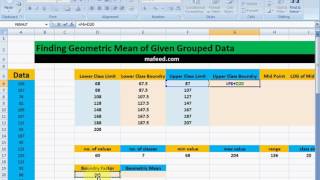 Finding Geometric Mean of Given Grouped Data in MS Excel