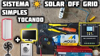 ENERGIA SOLAR OFF GRID SIMPLES E BARATO ⚡ Montei um Sistema COMPLETO com Bateria 220Ah
