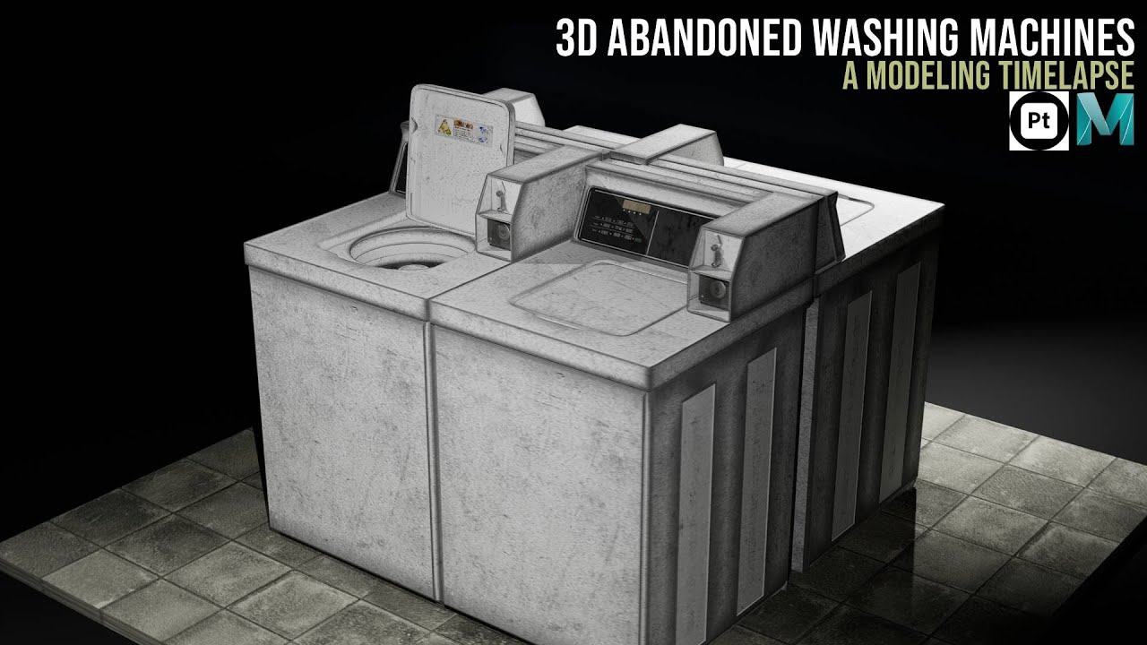3D Modeling Abandoned Washing Machines Timelapse - Maya, Substance Painter & Unreal Engine