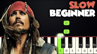 He&#39;s A Pirate - Pirates Of The Caribbean | SLOW BEGINNER PIANO TUTORIAL + SHEET MUSIC by Betacustic