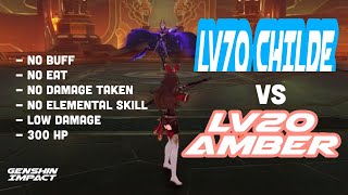 Lv20 Amber Destroy Lv70 Childe Like a Real Boss, Weekly Boss World 5 - Genshin Impact