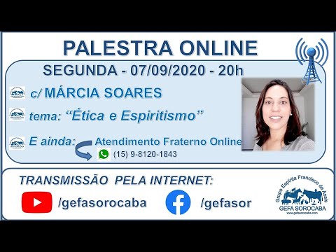 Assista: Palestra online - c/ M�?RCIA SOARES (07/09/2020)