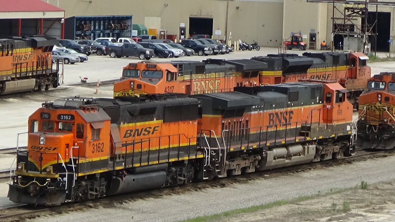 BNSF Galesburg Yard South Pit trains at the Depot and bridge June 2, 2025