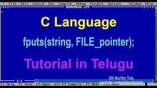C Tutorial in Telugu - fputs function with example