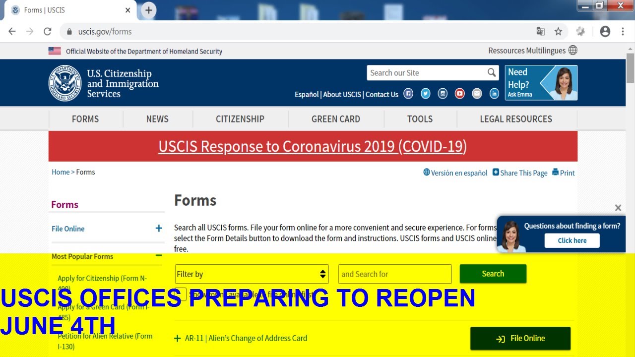 USCIS OFFICES PREPARING TO REOPEN JUNE 4TH YouTube
